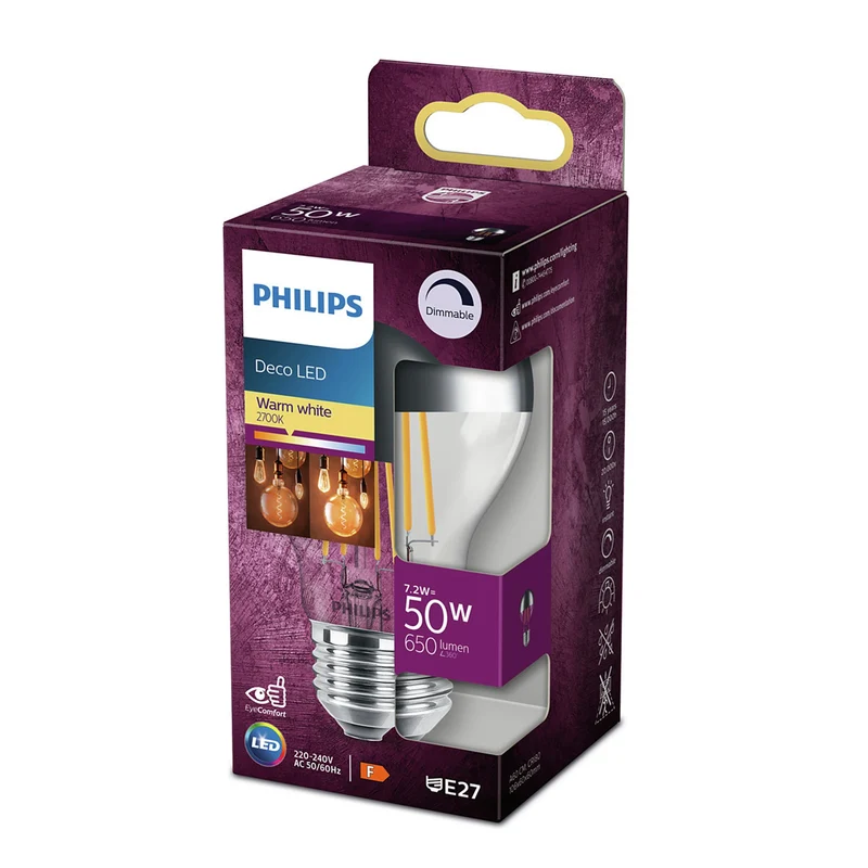 PHILIPS - Deco Led - E27 - 50 W - 650 Lumen - 2700 K - Bright - Bulb - Dimmable