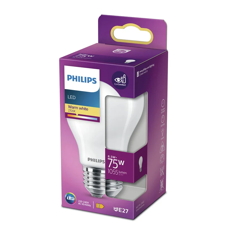 PHILIPS - Light Bulb - E27 - 75 W - 1055 Lumen - 2700 K - Frosted - Bulb