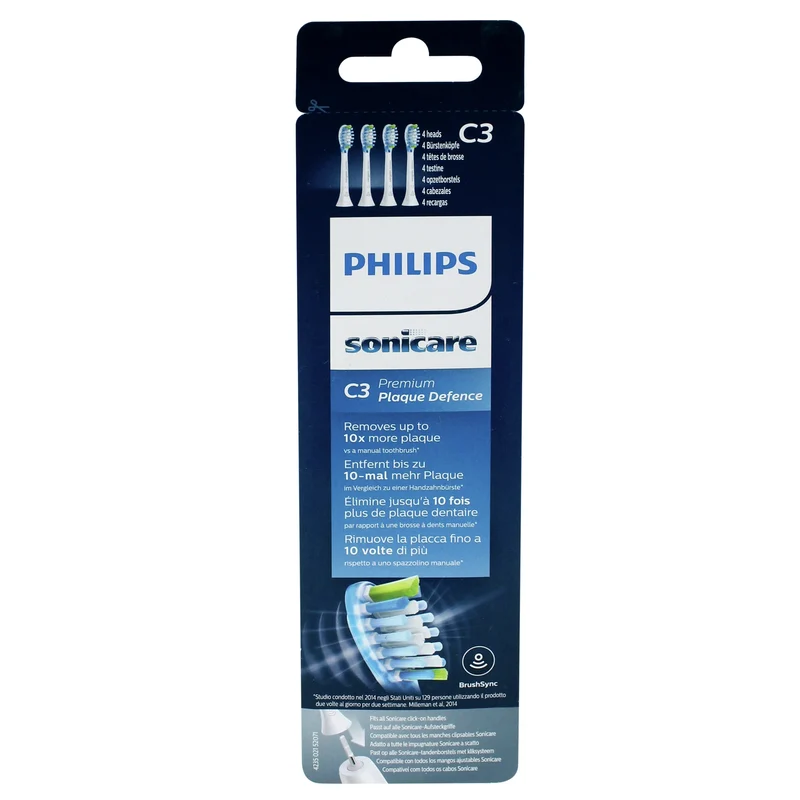Philips - Brossettes - Sonicare C3 - Premium Plaque Defence - 4 Pièces - Blanc - HX9044