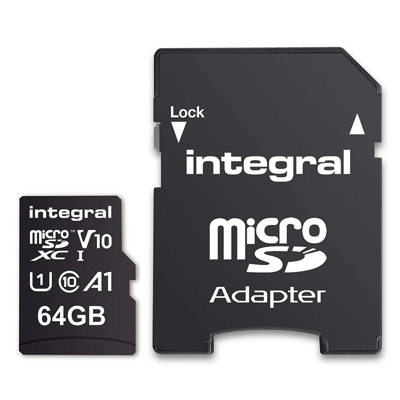 INTEGRAL - Carte mémoire microSD - 64 GB - SDXC - V10 - Avec adapteur microSD