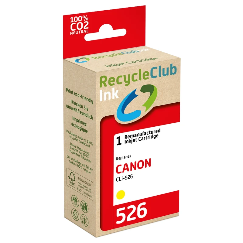 RECYCLECLUB Cartouche d'encre CLI-526Y - Jaune - Remplace Canon