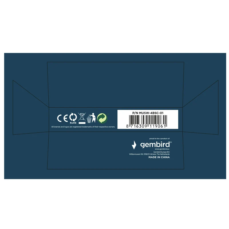 GEMBIRD - Souris - MUSW4BSC01 - Sans fil - USB-C