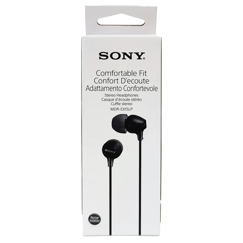 SONY - Casque - Noir - MDR-EX15LP - Intra-Auriculaires - 3,5 mm (M)
