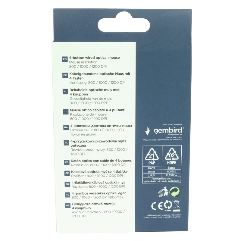 GEMBIRD - Souris - MUS4B01 - Filaire - USB-A