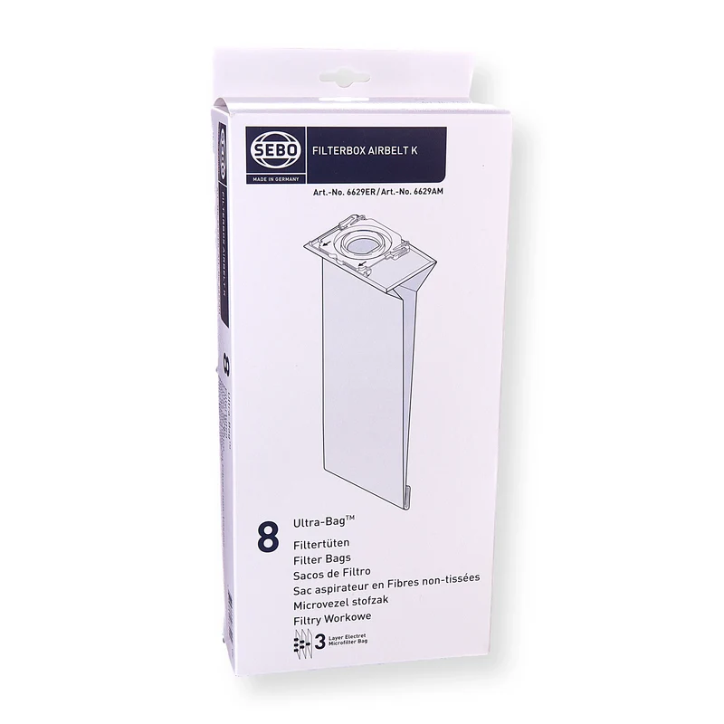 SEBO Airbelt K | Ultra-Bag | 6629ER - 8 Sacs d´aspirateur