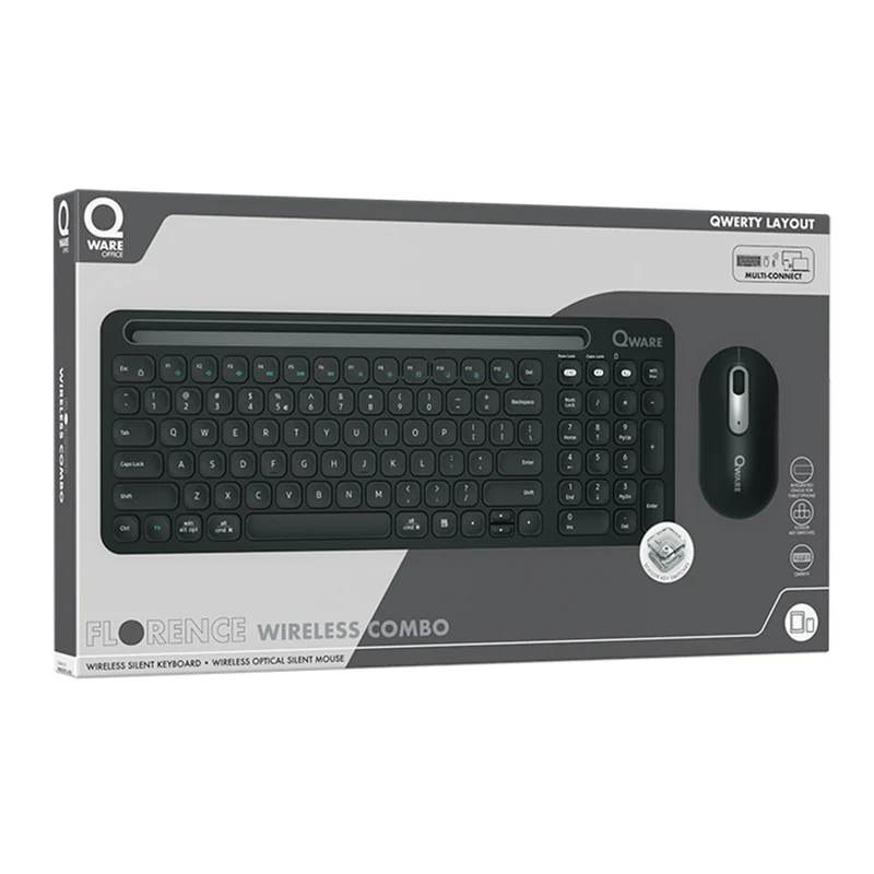 QWARE - Souris et clavier - Florence - Sans fil - USB-A | Bluetooth
