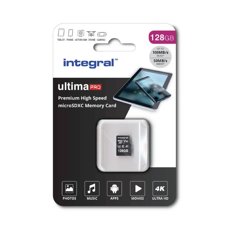 INTEGRAL - Carte mémoire microSD - 128 GB - SDXC - V30