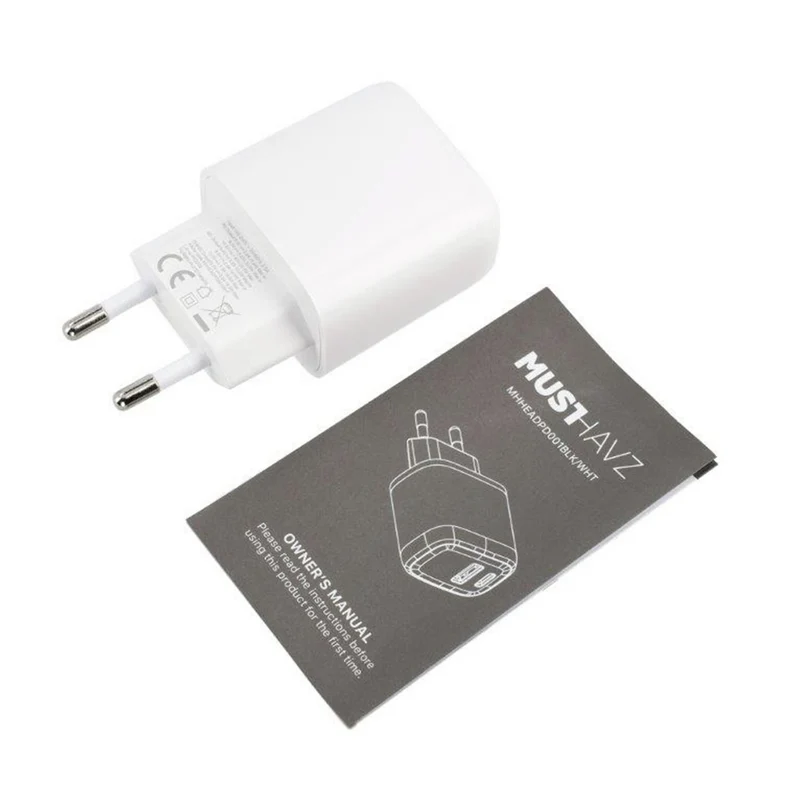MUSTHAVZ - Chargeur - USB-A + câble USB-C - 20 W - Blanc