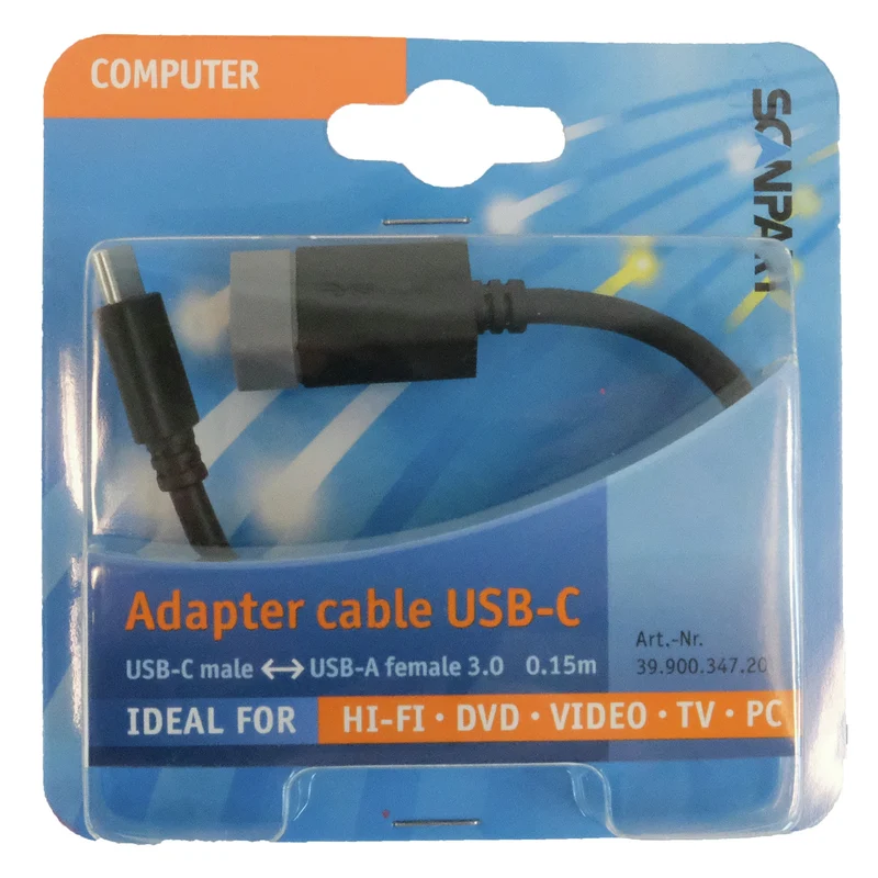 SCANPART - Câble adaptateur - USB 3.1 USB-C (Mâle) - USB-A (Femelle) - 0,15 m