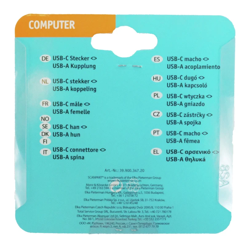 SCANPART - Câble adaptateur - USB 3.1 USB-C (Mâle) - USB-A (Femelle) - 0,15 m