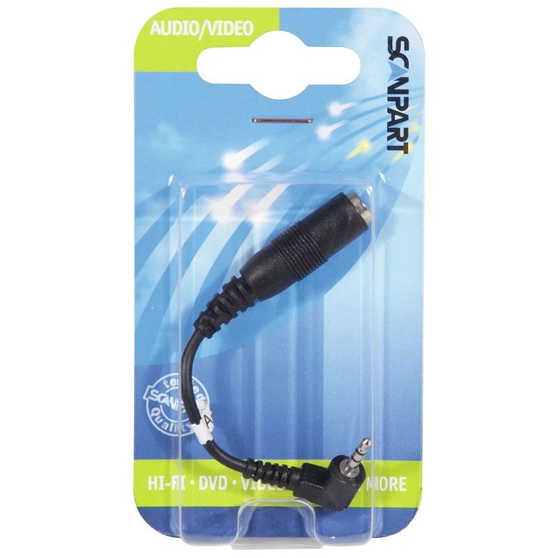 SCANPART - Câble audio - Câble adaptateur - 2.5 mm Jack (Mâle) - Perpendiculaire - 3.5 mm Jack (Femelle) - 0,1 m