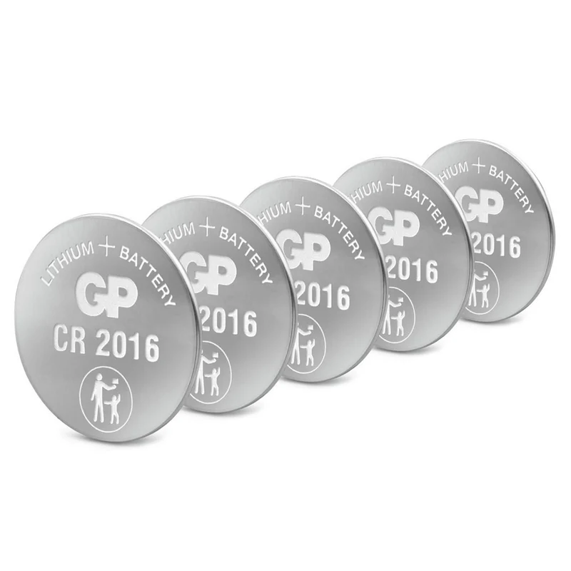 GP Lithium CR2016 - Multipack - 5 Pièces - 3 V - 90 mAh - Cellule bouton