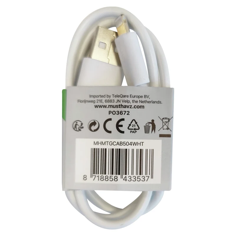 MUSTHAVZ - Câble de chargement et de données - USB 2.0 USB-A (Mâle) - Lightning (Mâle) - 0,5 m