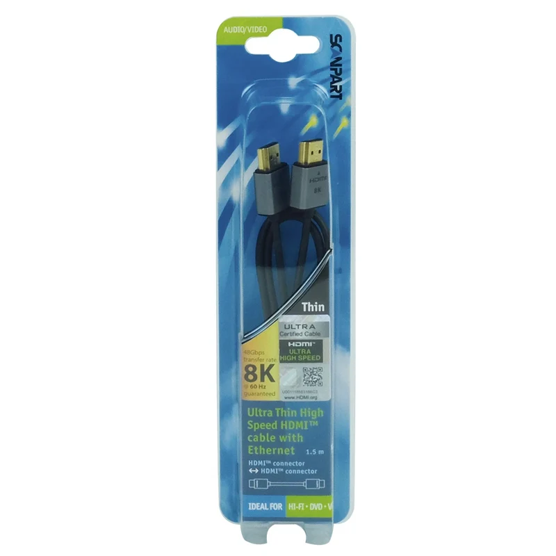 SCANPART - Câble HDMI - 8K|60 Hz|Ultra High Speed|eARC|Dynamic HDR|Ultra brun HDMI (Mâle) - HDMI (Mâle) - 1,5 m