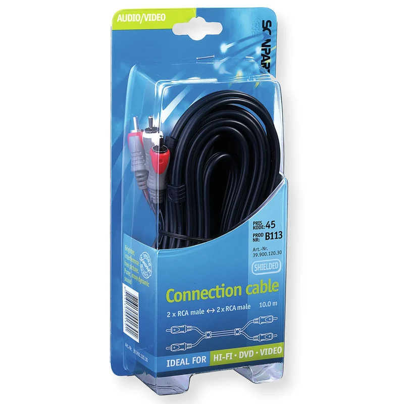 SCANPART - Câble audio - 2 x Bouchon Tulipe (Mâle) - 2 x Bouchon Tulipe (Mâle) - 10 m