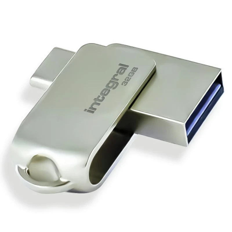 INTEGRAL - Clé USB - 32 GB - Argent - USB-A 3.1/3.0 + USB-C 3.1/3.0