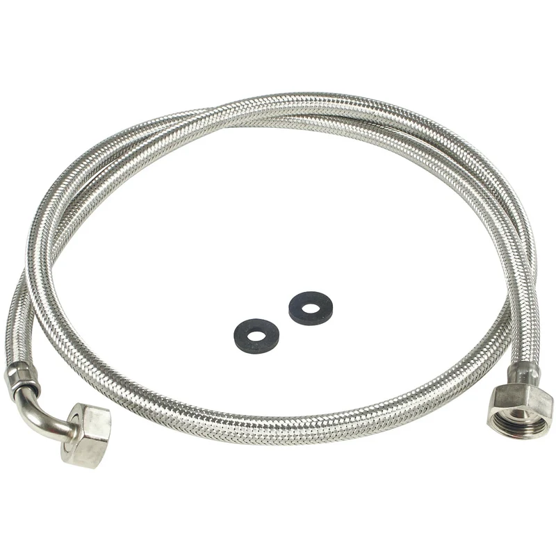 MARQUE MAISON - Tuyau d'alimentation RVS - 3/4" coudé - 3/4" droit - 60 bars - 2,0 m