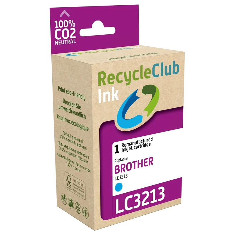RECYCLECLUB Cartouche d'encre LC3213C - Bleu - Remplace Brother