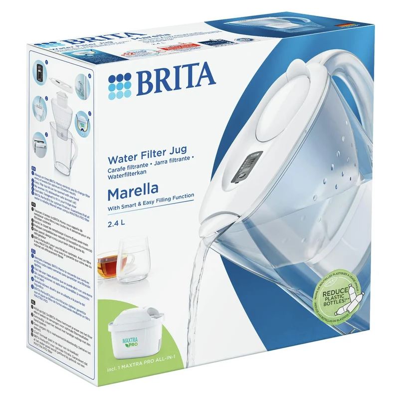 BRITA - Marella Cool - Carafe filtrante à eau - Blanc - 2,4 L - Filtre à eau inclus