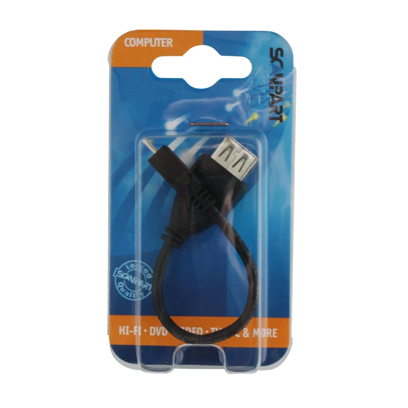 SCANPART - Câble de charge et de données - Câble adaptateur - USB 2.0 Micro USB (Mâle) - USB-A (Femelle) - 0,15 m