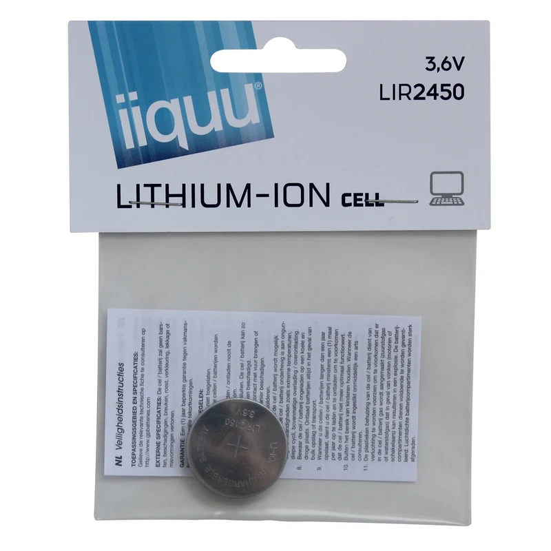 IIQUU Li-ion LIR2450 - 3.6 V - 120 mAh - Rechargeable - Cellule bouton