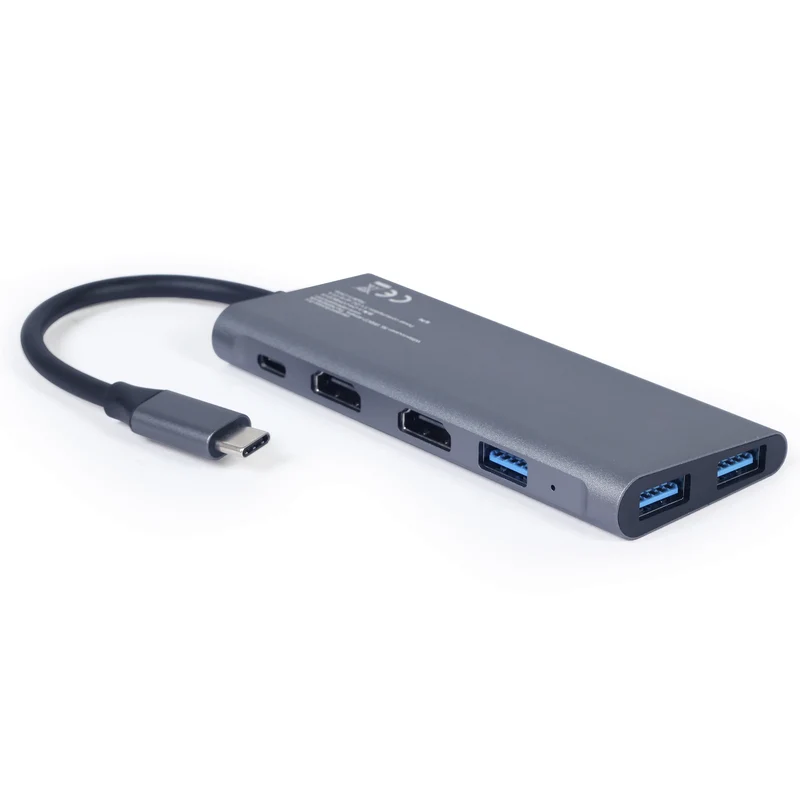 CABLEXPERT - Station d'accueil - USB 3.1|4K|60Hz|Ultra HD|PD USB-C (Mâle) - 3 x USB-A (Femelle) + 2 x HDMI (Femelle) + 1 x USB-C (Femelle) - 0,15 m