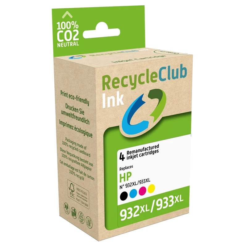RECYCLECLUB XL Cartouche d'encre 932XL | 933XL - Multipack - Noir + Bleu + Rouge + Jaune - Remplace HP