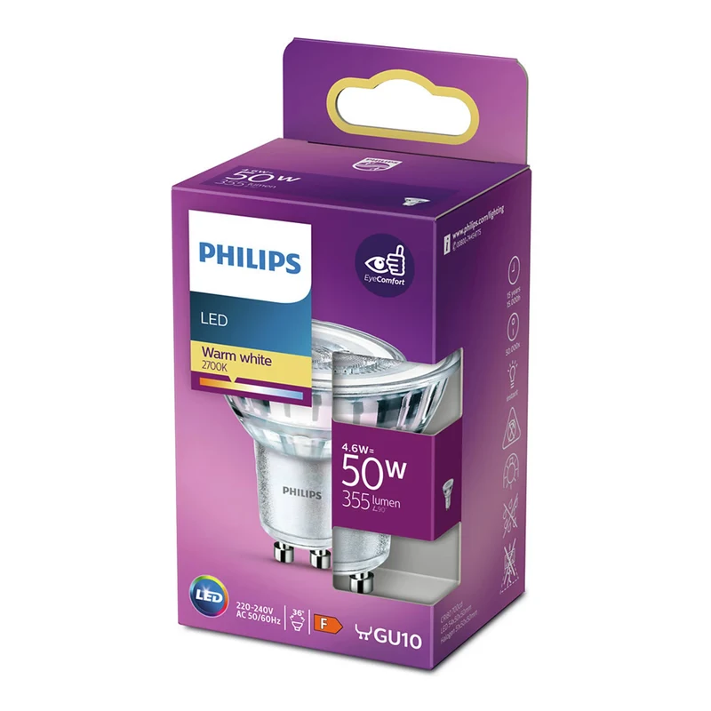 PHILIPS - Reflector Spot - GU10 - 50 W - 355 Lumen - 2700 K - Bright - Reflector Spot