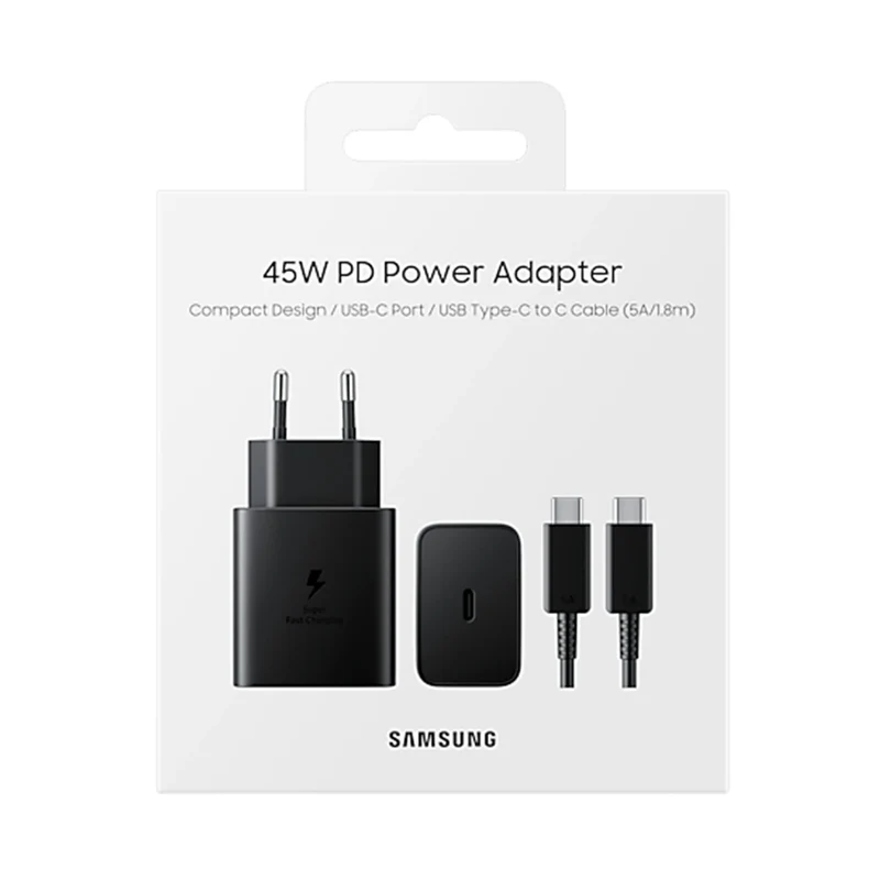 SAMSUNG - Chargeur - USB-C + câble USB-C - 45 W - Noir