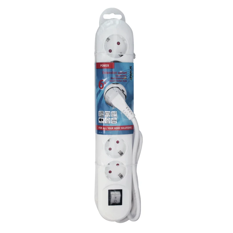 SCANPART - Multiprise - 6 x prise UE vers fiche UE - 3,0 m
