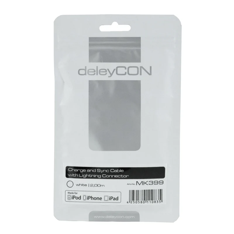 DELEYCON - Câble de chargement et de données - USB 2.0 USB-A (Mâle) - Lightning (Mâle) - 2,0 m