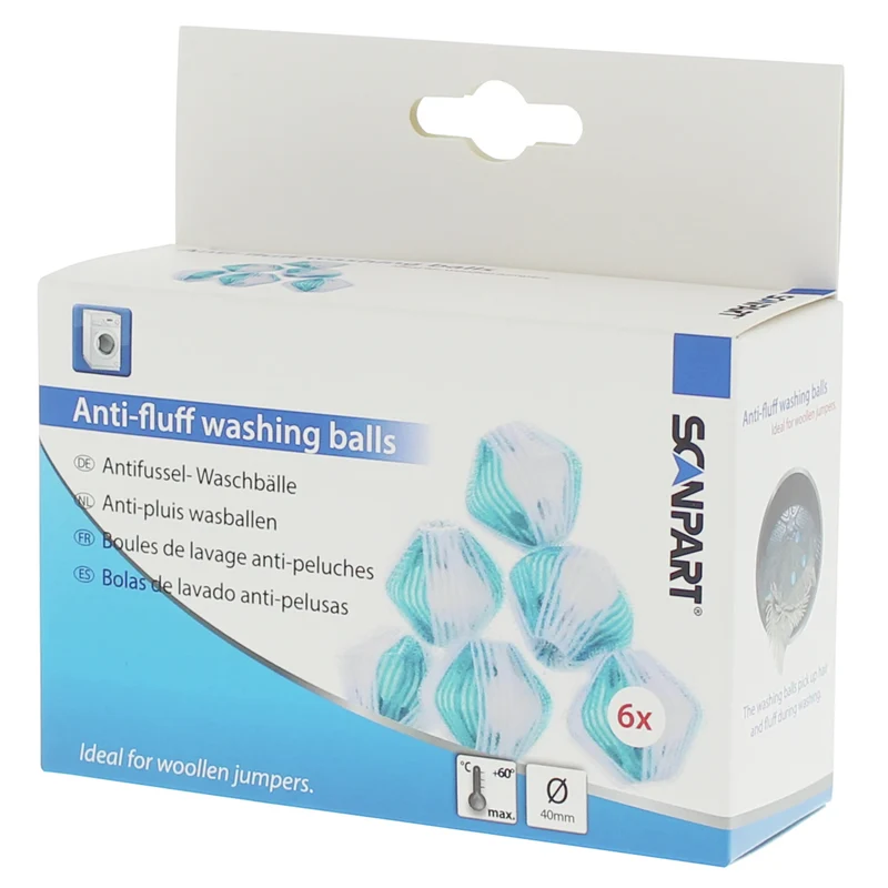 SCANPART - Boules de lavage - Anti-peluches - 6 pièces - Réutilisable