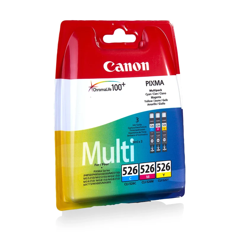 CANON Cartouche d'encre CLI-526 - Multipack - Bleu + Rouge + Jaune