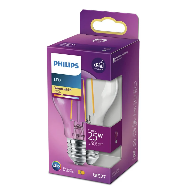 PHILIPS - Light Bulb - E27 - 25 W - 250 Lumen - 2700 K - Bright - Bulb