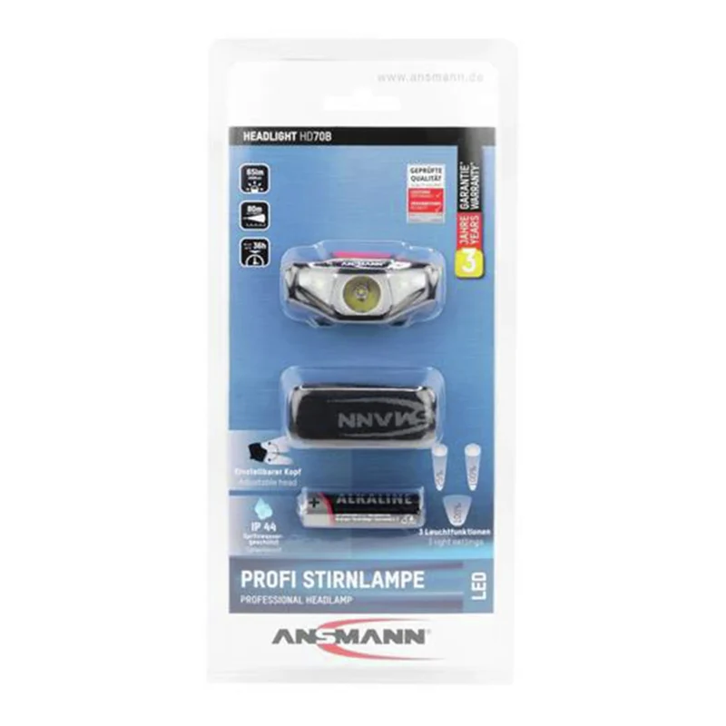 ANSMANN - Lampe frontale - HD70B - 65 lumens - Noir
