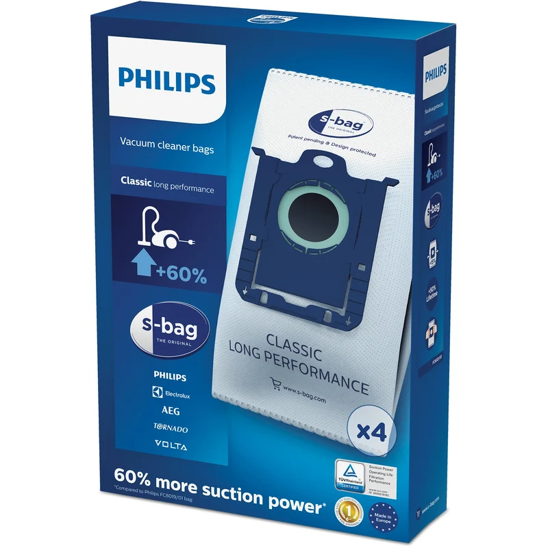 PHILIPS SBAG | S-BAG Classic Long Performance - 4 Sacs d´aspirateur