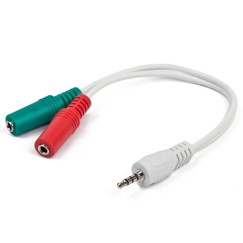 SCANPART - Câble adaptateur - Stéréo|3 broches|4 broches|Casque - Vert|Microphone - Rouge 3.5 mm Jack (Mâle) - 2 x 3.5 mm Jack (Femelle) - 0,2 m