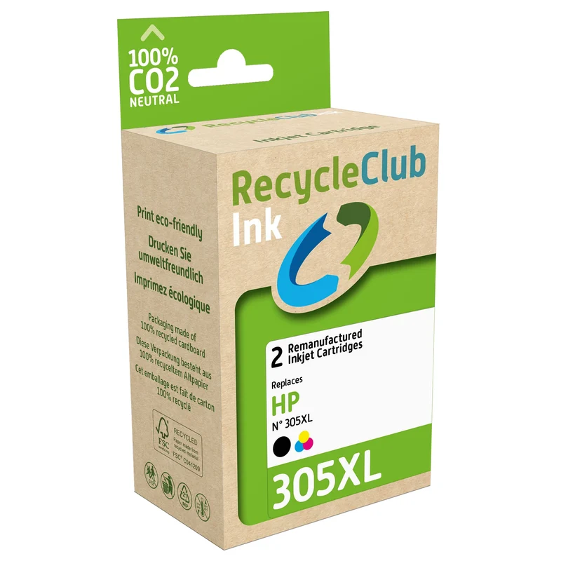 RECYCLECLUB XL Cartouche d'encre 305XL - Duo Pack - Noir + Couleur - Remplace HP
