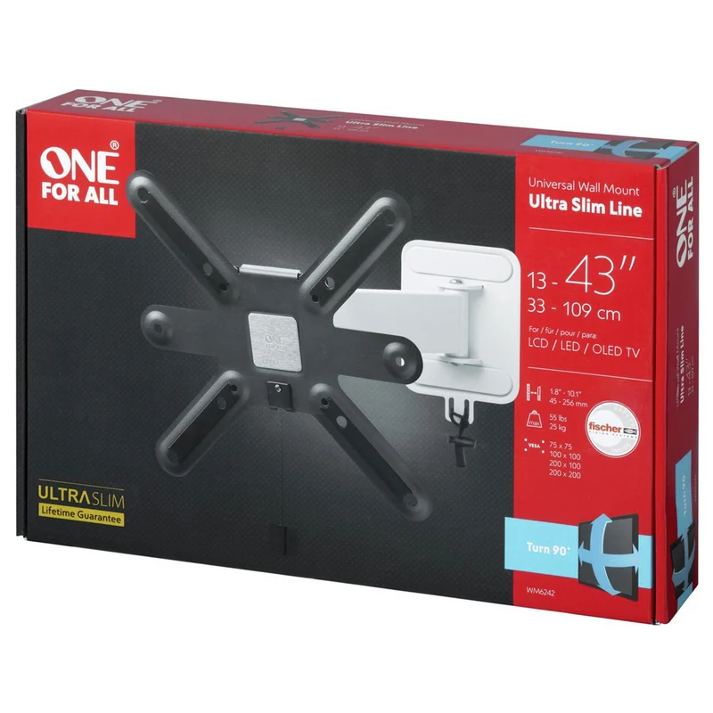 ONE FOR ALL - Support mural TV - 13"-43" - Pivotant 90° - WM6242