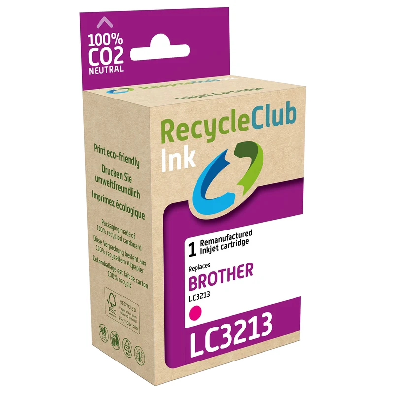 RECYCLECLUB Cartouche d'encre LC3213M - Rouge - Remplace Brother