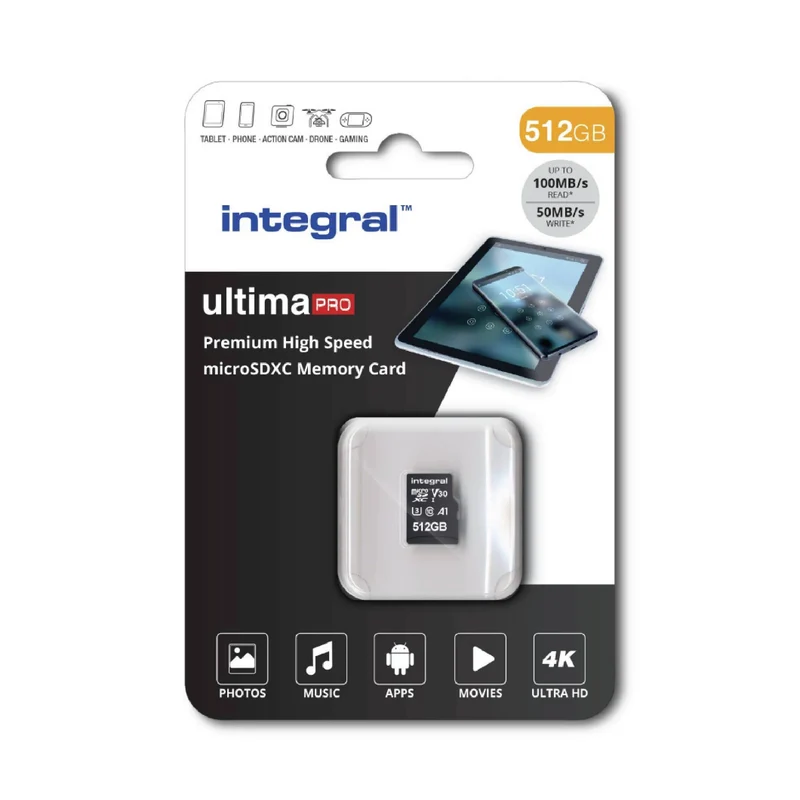 INTEGRAL - Carte mémoire microSD - 512 GB - SDXC - V30