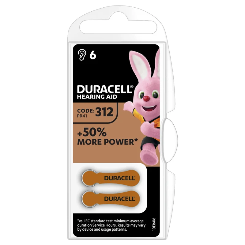 DURACELL Zinc air 312 | PR41 - Multipack - 6 Pièces - 1.4 V - 175 mAh - Cellule bouton