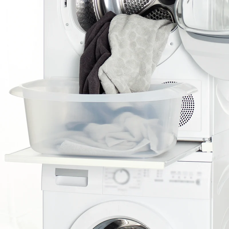 SCANPART - Kit de superposition lave linge seche linge - Avec plan de travail - Blanc - Également pour les sèche-linge à pompe à chaleur