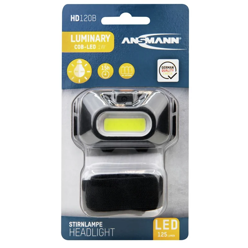 ANSMANN - Lampe frontale - HD120B - 125 lumens - Noire - 3 piles AAA