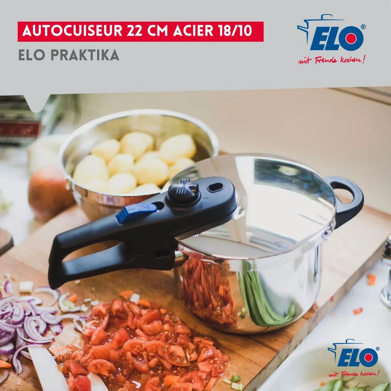 Autocuiseur vapeur en acier inoxydable 18/10 22 cm 4 litres Elo Praktika