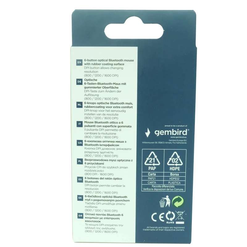 GEMBIRD - Souris - MUSWB6B01 - Sans fil - Bluetooth