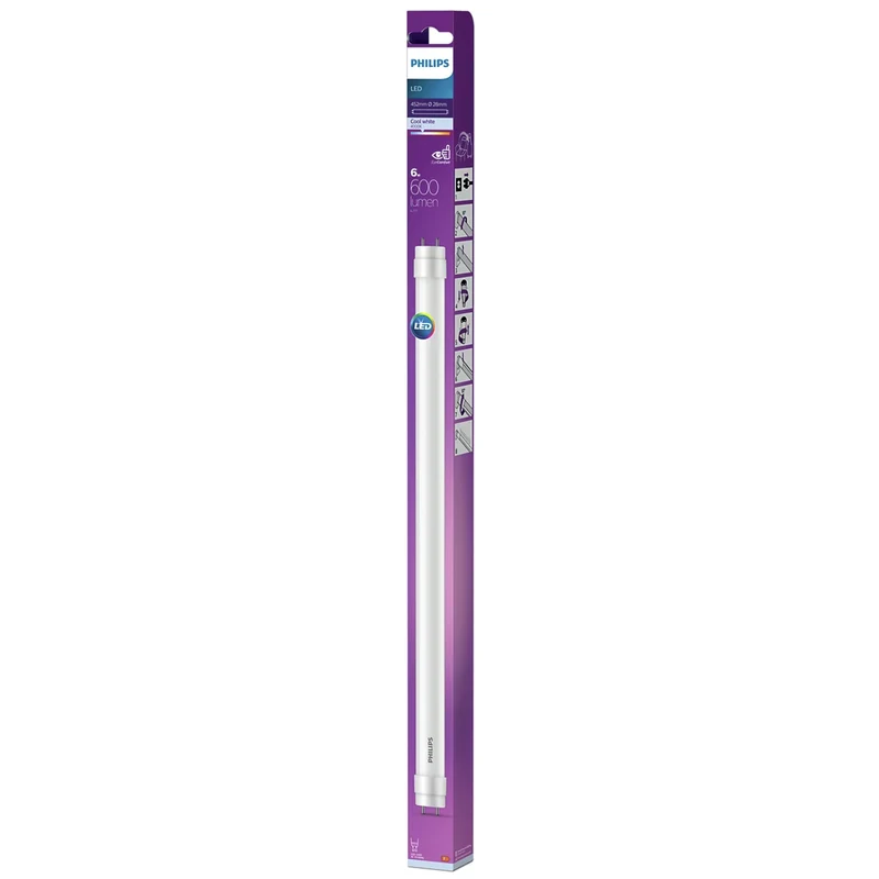 PHILIPS - Tube Light - G13 - 6 W - 600 Lumen - 4000 K - Frosted - TL - T8 - Dimmable