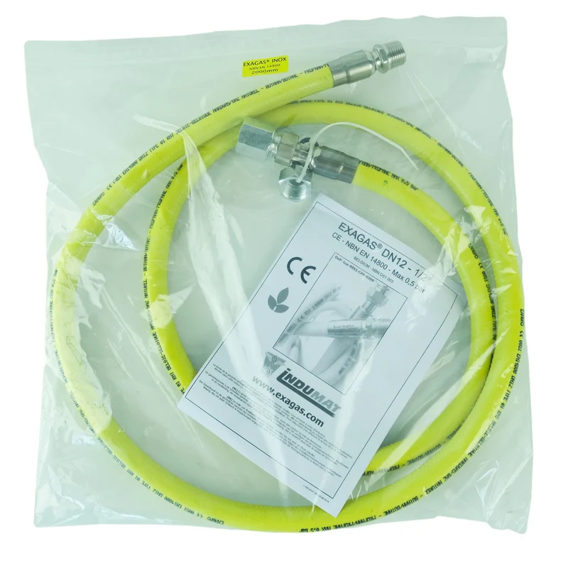 MARQUE MAISON - Tuyau de gaz - Norme BE - DN12 (M ISO7) - 1/2"(F ISO7), 1/2"(F ISO228) - 200 cm