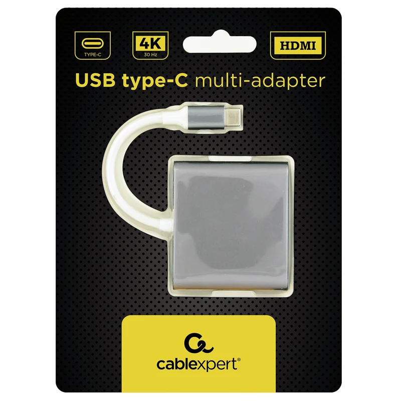 CABLEXPERT - Câble adaptateur - 4K|30Hz USB-C (Mâle) - HDMI (Femelle) + USB-A (Femelle) + USB-C (Femelle) - 0,15 m