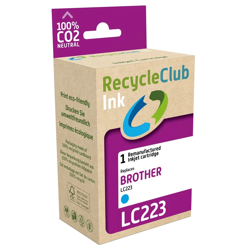 RECYCLECLUB Cartouche d'encre LC223M - Bleu - Remplace Brother